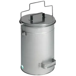 PROREGAL Robuster Sicherheitsbehälter mit Deckel & Tragebügel | HxBxT 38x27x27cm | Verzinkter Stahl | Silber | Mülleimer Müllbehälter