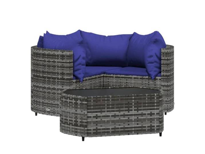 Salon de jardin 4 pcss - Solide&Luxe - mobilier terrasse - Résine tressée - Gris - 63 x 63 x 57 5 cm - coussins inclus（11610）