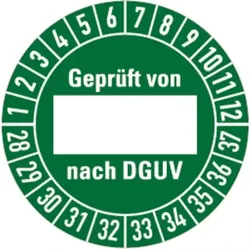 Dreifke® Prüfplakette geprüft von ... nach DGUV ab 2028, grün/we - 30 mm Folie selbstklebend, 10 St