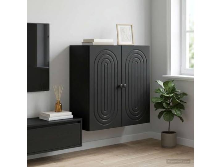 HPUYRFG Wandschrank Schwarz 59 x 31 x 60 cm Holzwerkstoff Vintage Design, Pendeltüren, platzsparende Montage, robuste Bauweise, vielseitig nutzbar