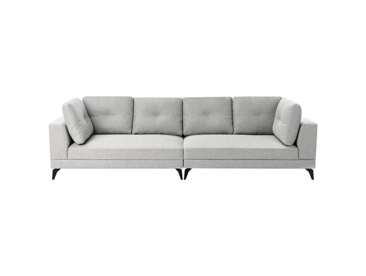 Beliani 4-Sitzer-Sofa Kunstleinen Grau Yuri, Dunkelgrau, Schwarz, Eukalyptusholz, 302x88x100 cm, Wohnzimmer, Sofas & Couches, Sofas