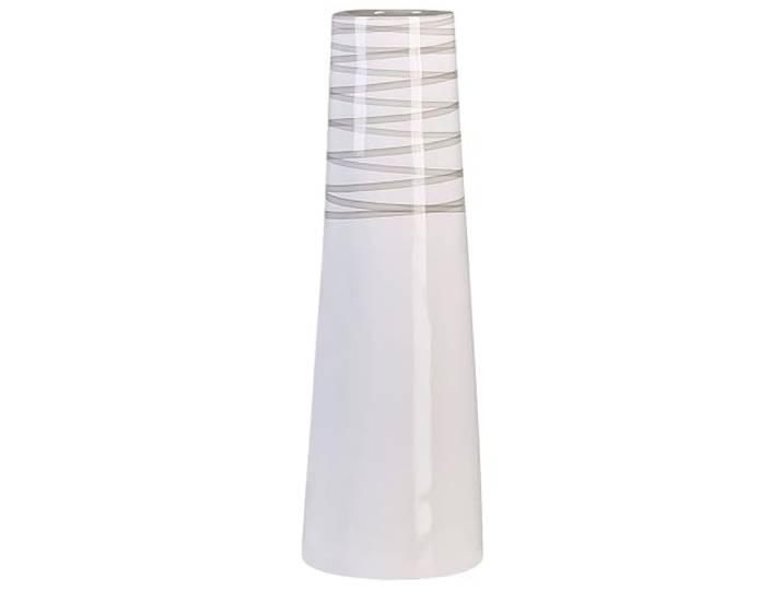 Moderne Dekovase aus Terrakotta Glänzend 57 x 19 x 12 Weiß/Grau Tarragona