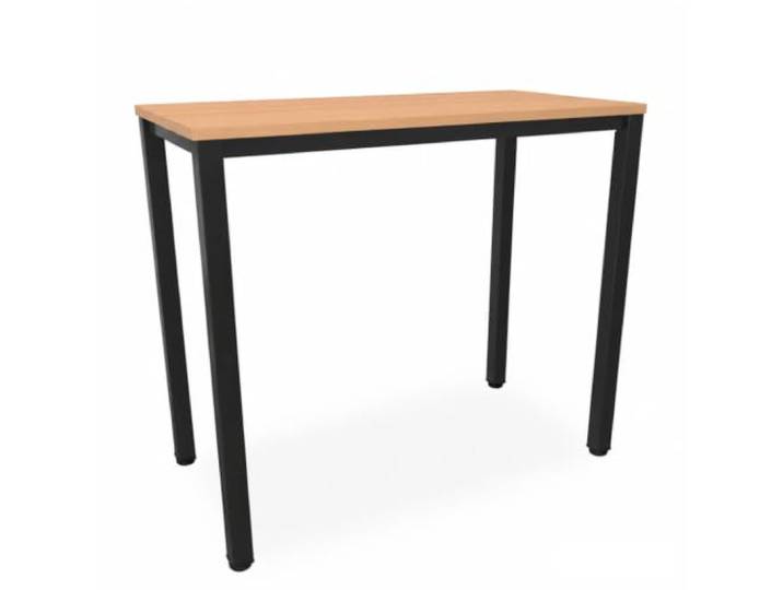 EIGENTLICH Stehtisch Gestell Schwarz, H112,5 cm (Buche, 120x60 cm) Büro Besprechungs-Stehtisch quadratische Beine Stahlrohr, Meetingtisch Bartisch aus eigener Fertigung für Privat und Gewerbe