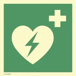 Automatisierter externer Defibrillator ISO 7010, Alu, nachl.,160-mcd, 148x148 mm