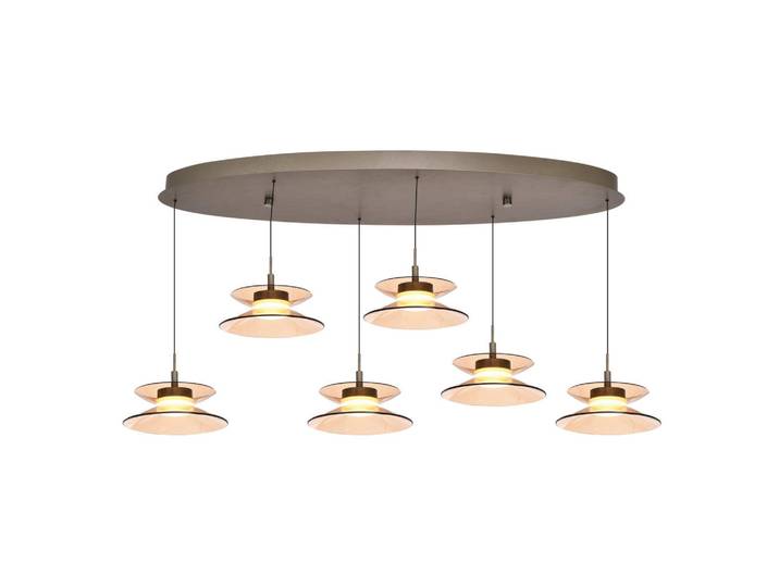 Led-Hängeleuchte Crema, Bronzefarben, Metall, Glas, 128x150x49.5 cm, RoHS, Lampen & Leuchten, Innenbeleuchtung, Hängeleuchten, Pendelleuchten