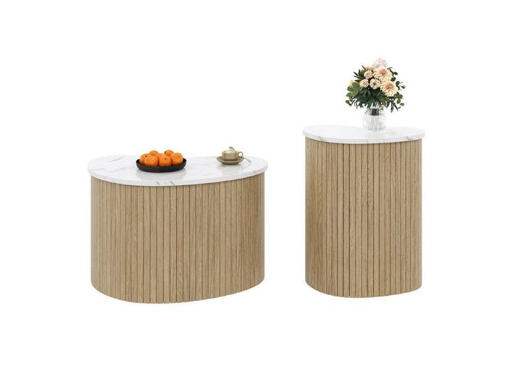 FELIXLEO Beistelltisch Moderner minimalistischer Couchtisch Marmormaserung Holzmaserung (1-St)