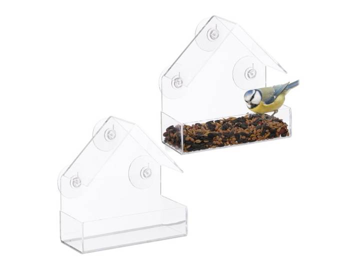 Relaxdays Fenster-Vogelfutterhaus 2er Set