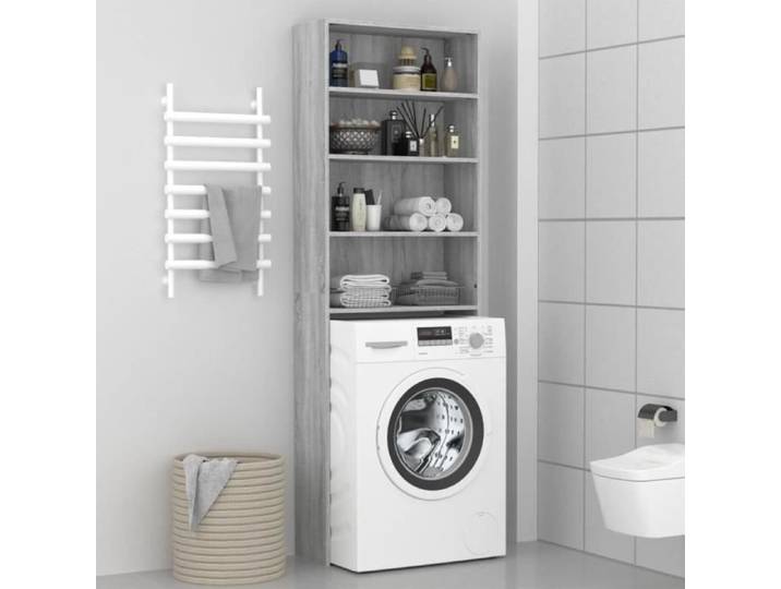 SALE 2024  Meuble pour machine à laver Sonoma gris 64x24x190 cm 61 69 Kg
