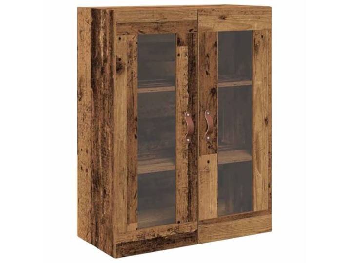 Wandschrank aus Holzwerkstoff mit Glastür 69,5 x 34 x 90 cm für Wohnzimmer Holzwerkstoff, Glastür, bronzene Griffe, Wandmontage, Regale, moderne Optik