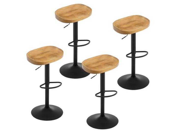 WOLTU Barhocker 4er Set, Hocker höhenverstellbar, Holz, Dunkle Holzoptik Barstuhl mit Sattelsitz Fußstütze, Drehhocker 360°, Industriestil, Küchenhocker Arbeitshocker, für Küche Bar