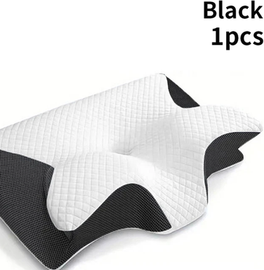 Uplifted Trends Ergonomic Memory Foam Travel Pillow For Neck Pain Relief Ideal For Home & Travel Comfort black