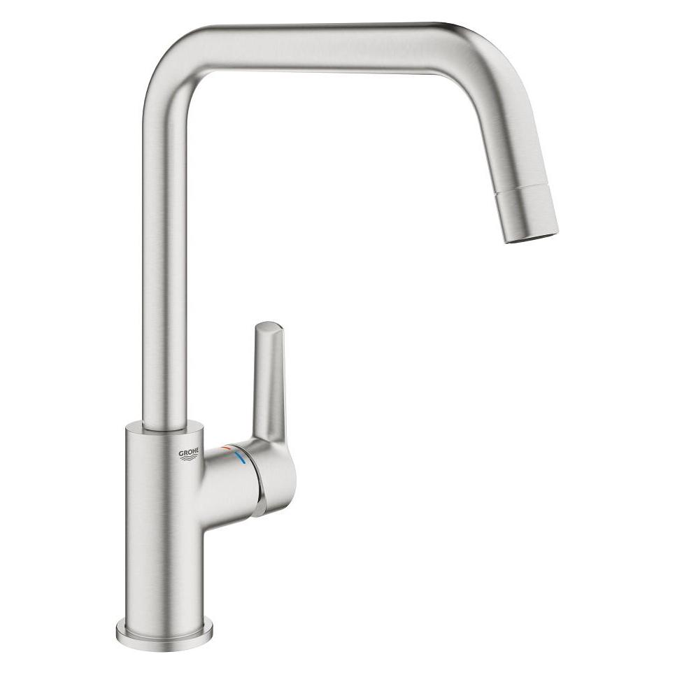 Grohe Start QuickFix Küchenarmatur, hoher Auslauf, U-Form, schwenkbar, supersteel (30470DC0)