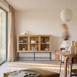 Niedriger Vitrinenschrank aus Teakholz 160 Babeth