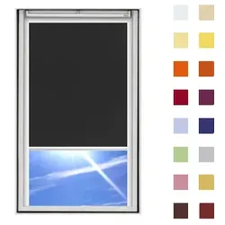 Dachfensterrollo guenstig nach Maß, Stoff Polyester, Farbe schwarz, mit Kassette oder als Springrollo, weitere 120 Farben im Shop