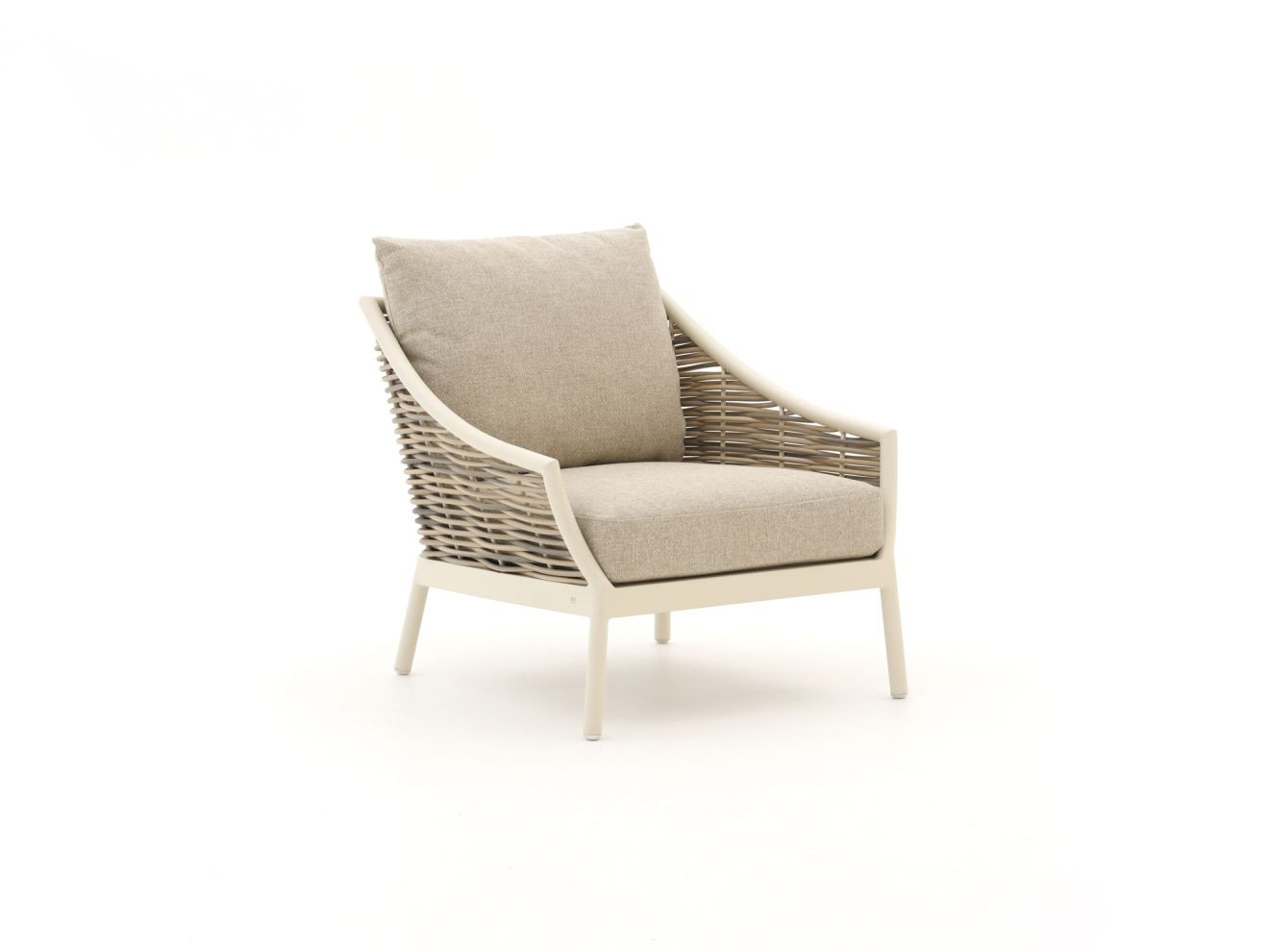 Apple Bee Milou Lounge tuinstoel - Wit/Beige - Aluminium en Textiel