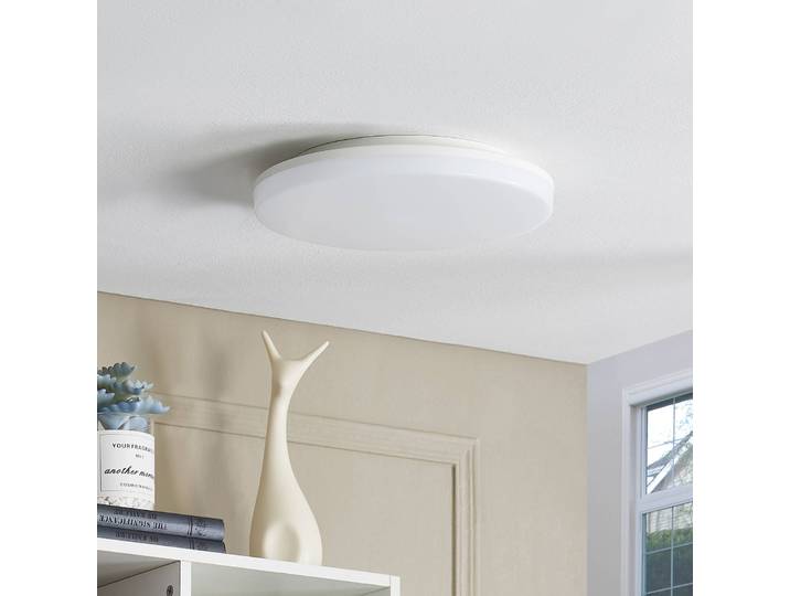 Prios Artin LED-Deckenlampe, Sensor, rund, 28 cm PRIOS, weiß / opal, für Badezimmer, Kunststoff, Modern