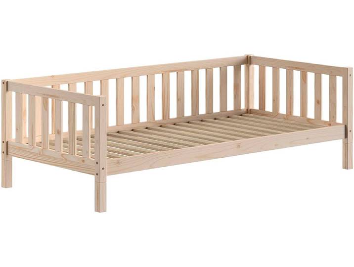 Kinderbett VIPACK Dallas, Massivholzbett, umbaubar vom Boden- zum Daybett , braun (kiefer natur, kiefer natur, kiefer natur), B:97cm H:66cm L:210cm, Betten, Kinderbett, stabil und standfest gebaut, wahlweise Kiefer massiv natur oder weiss