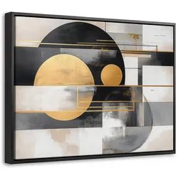 LEINWAND Bilder mit Rahmen - Abstrakt - Gold - Silber - Formen - Ästhetisch - Modern - 40x30