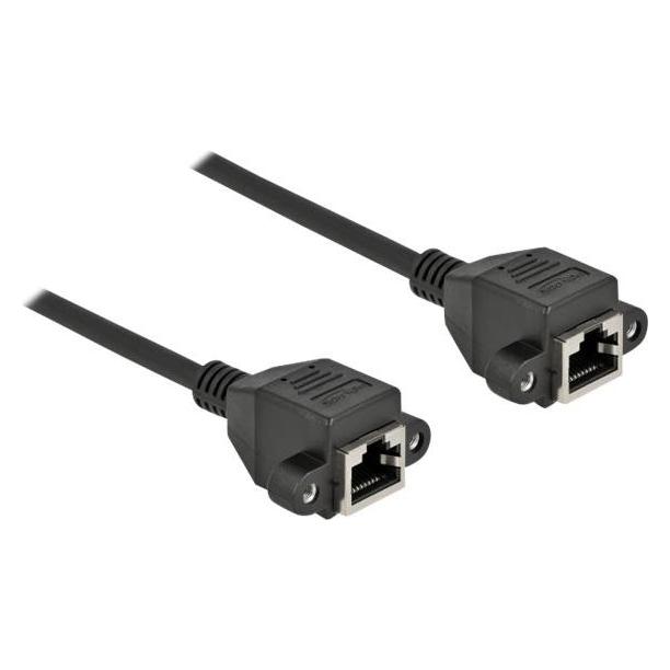 Delock Netzwerk Verlängerungskabel S/FTP RJ45 Buchse zu RJ45 Buchse Cat.6A 3 m schwarz (S/FTP, CAT6a, 3 m) (87011)