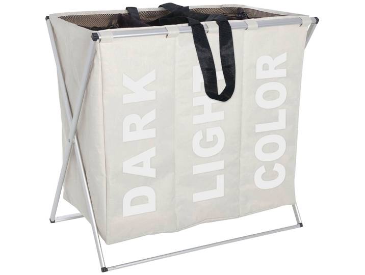 Wäschekorb WENKO Trio , beige, B:63cm H:5cm T:65cm, Polyester, Wäschesammler, Wäschekorb