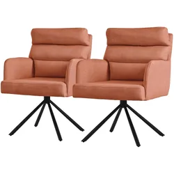 ESSZIMMERSTUHL 2er Set drehbar Orange Stoffbezug