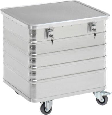 Transportwagen aus Aluminium, mit Deckel und Zylinderschloss, 229 l
