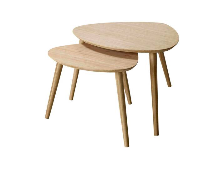 Mid.you Satztisch, Naturfarben, Holz, 2-teilig, Bambus, vollmassiv, organisch, konisch, 45x57x68 cm, Wohnzimmer, Wohnzimmertische, Beistelltisch