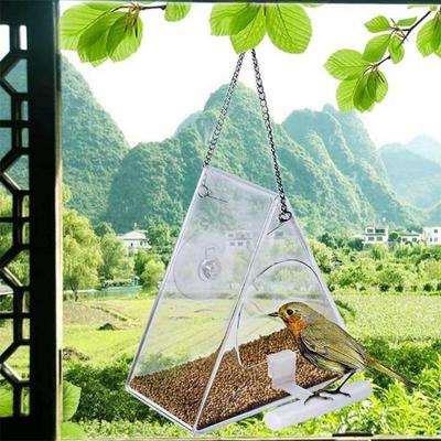 Inspired Deals Transparent Acrylic Triangle Bird Feeder For Outdoor Garden & Pet Bird Cages triangle