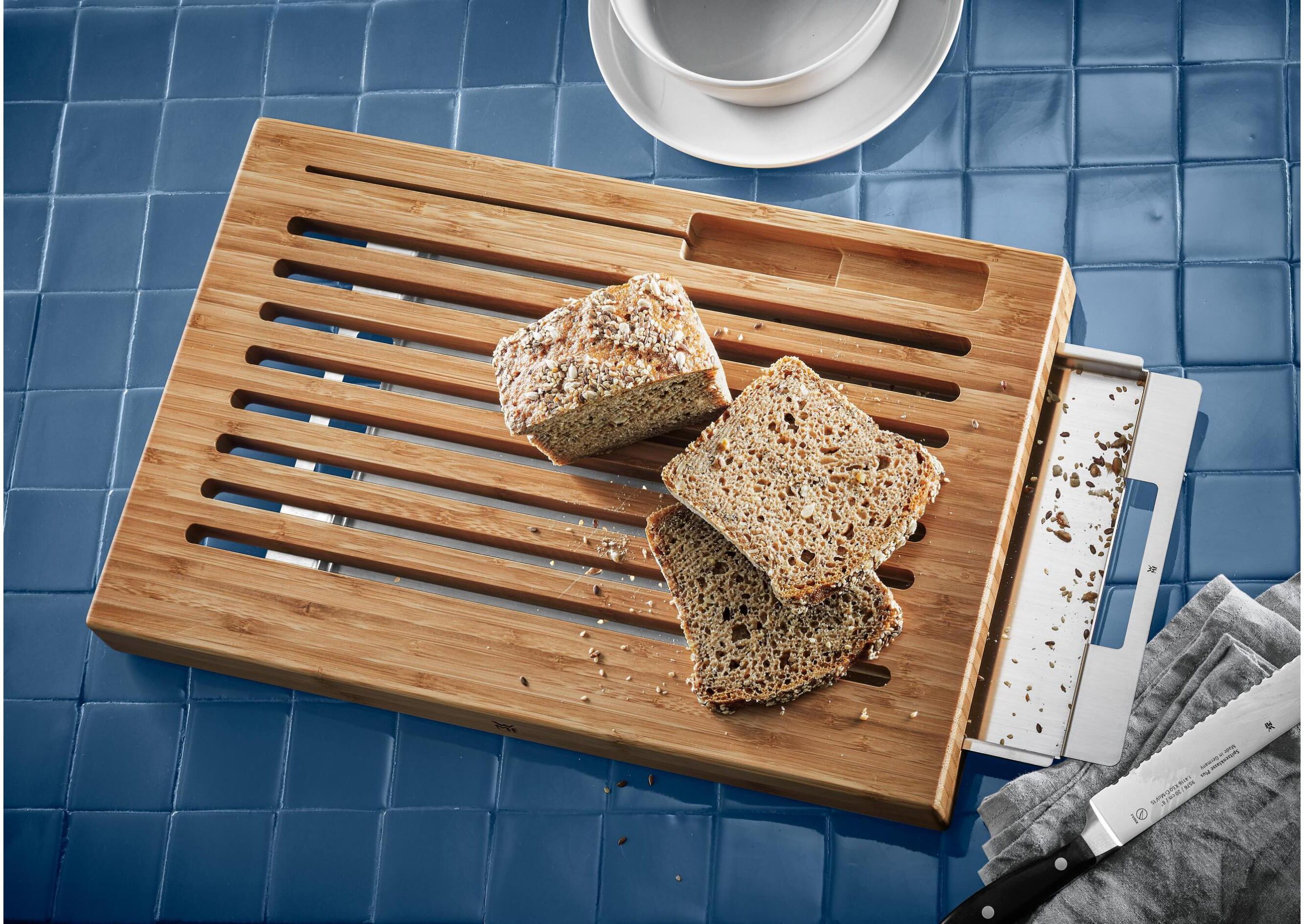 Brotschneidebrett WMF "Brotschneidebrett Braun", braun (holzfarben), Schneidebretter, Brotschneidebrett holzfarben Einheitsgröße