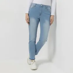 VIA MILANO Jeans knöchellang Stickerei-Details schmales Bein