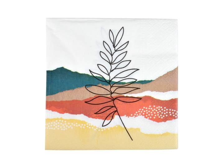 Servietten Pflanzenzweig abstrakt, dekorative Papierservietten 3-lagig, 33 x 33 cm