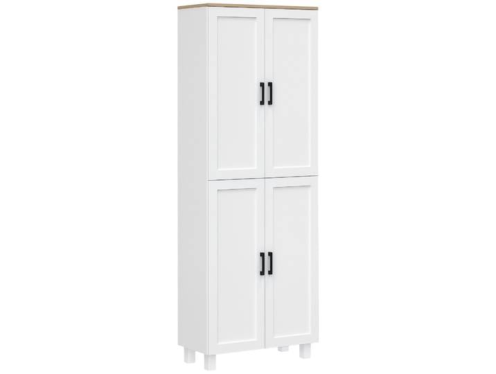 HOMCOM Armoire de cuisine buffet cuisine vaisselier meuble de rangement style moderne multi-rangements avec 4 portes et étagères