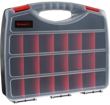 Portable Storage Case- Secure Locks & 23 Compartments with Removable Dividers for Hardware, Screws, Bolts, Jewelry by Stalwart