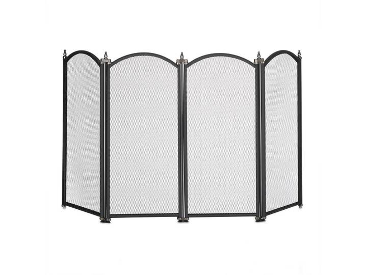 Relaxdays Funkenschutzgitter Schwarz Silber 4-teilig klappbar, Metall, 97.5x54x1.5 cm, Kleinmöbel, Kamine & Zubehör, Holzkörbe