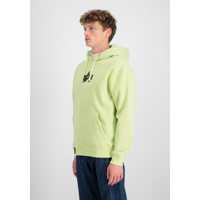 Hoodie ALPHA INDUSTRIES "Basic Hoodie BL Rubber", Herren, Gr. S, grün (arctic lime), Obermaterial: 80% Baumwolle, 20% Polyester, regular fit, Sweatshirts Hoodie