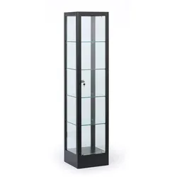 Glasvitrine, 1800 × 400 × 400 mm, schwarz