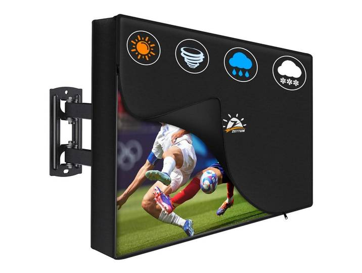 TV Abdeckung 55-58 Zoll Wasserdicht Outdoor, Schwarz, 91.4x15.2x139.7 cm, Gartenzubehör, Abdeckung für Gartenmöbel