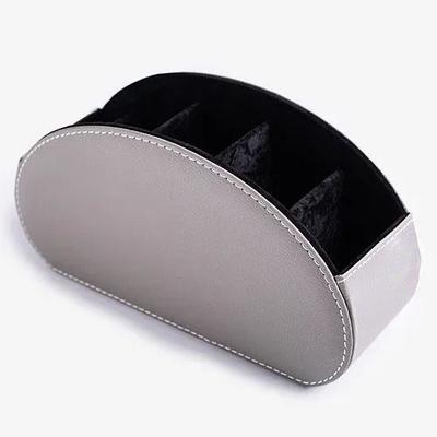 PU Leather 5 Grid Desk Organizer For Remote Control Phone And Accessories grey