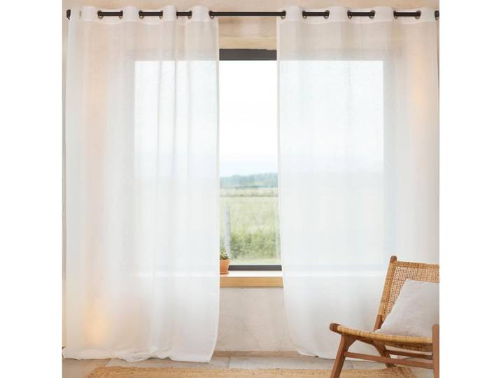Rideau voilage 100% lin fluide blanc 140x260 cm