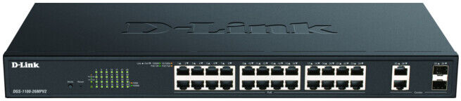 D-Link Commutateur intelligent Gigabit DGS-1100-26MPV2 26 ports PoE+ boîtier métal ; dlink (DGS-1100-26MPV2/E)