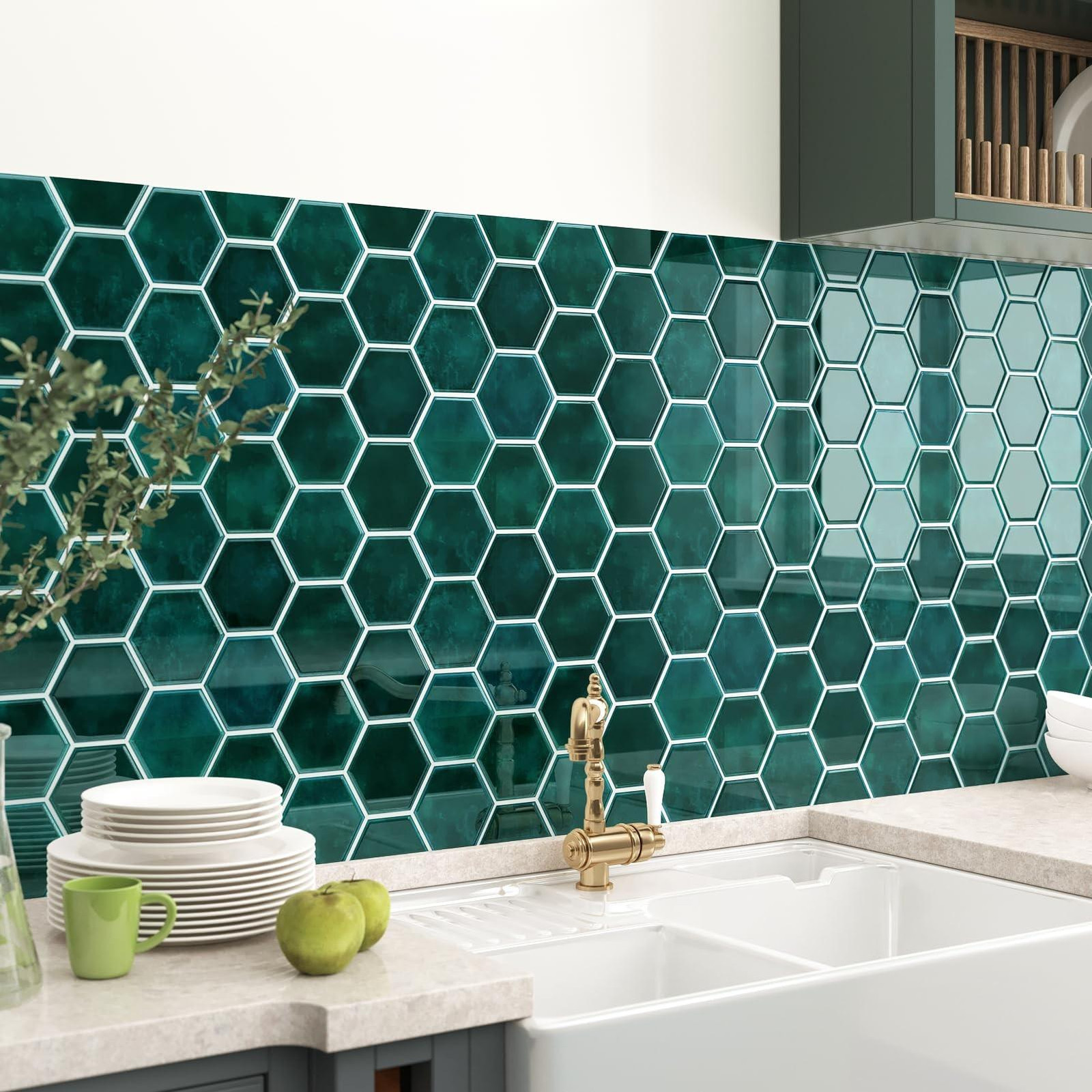 Elzusha Zelfklevende Tegelstickers Groen voor Keuken en Badkamer
