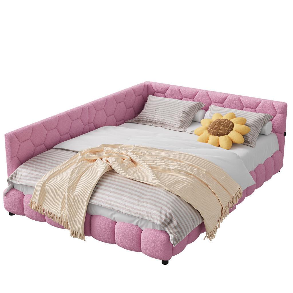 Polsterbett, Rosa, Textil, Mode, 140x200 cm, Schlafzimmer, Betten, Polsterbetten
