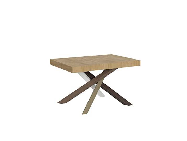Tafel Volantis Multicolor 4/C uittrekbaar 90 x 130 uitgetrokken 234, tafelblad eiken natuur, frame 4/C gekleurd geblokkeerd