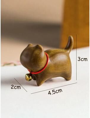 Uplift Picks Hand Carved Wooden Cat Figurine Mini Natural Wood Decor brown