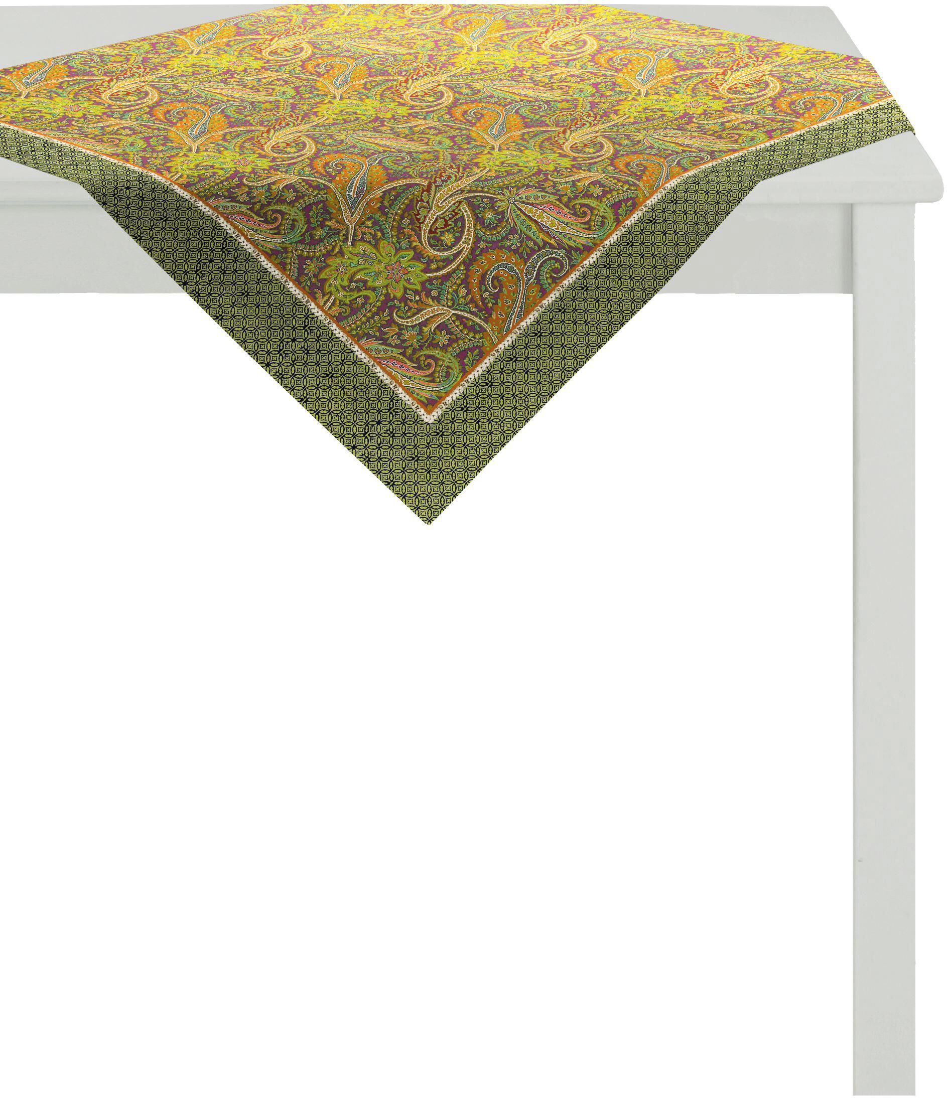 Mitteldecke APELT "2916 Indian Summer" Gr. 1, braun (braun, grün), B:85cm L:85cm, Baumwolle, Tischdecken, Mitteldecke braun, grün B/L: 85cm x 85cm, 1 Stk., quadratisch