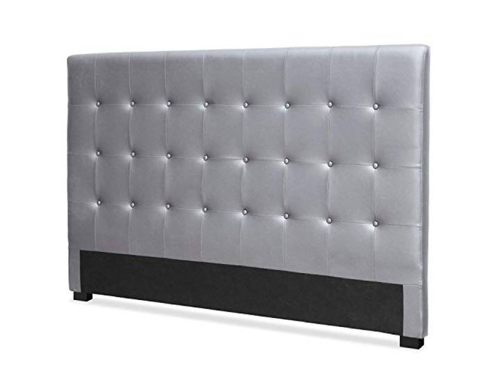 Menzzo Luxor Kopfteil Bett 180cm mit Kunstlederbezug Silber
