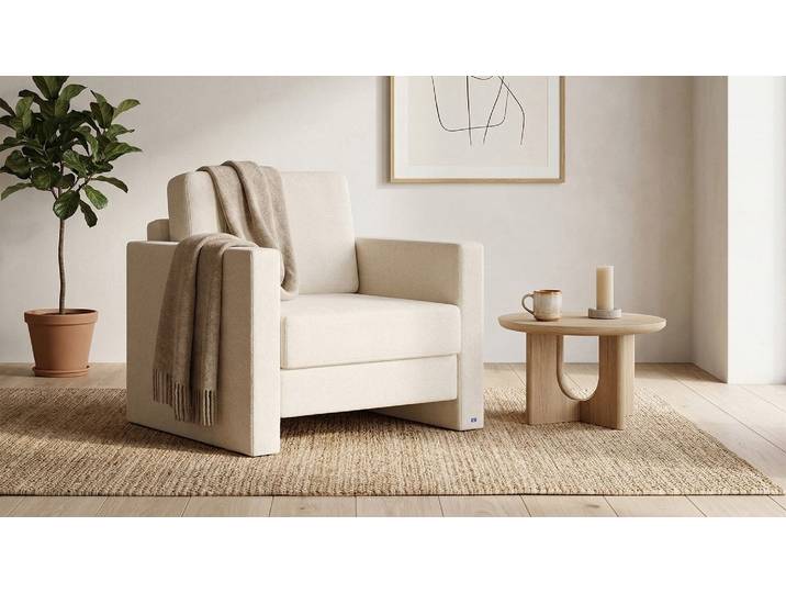 BRUNO Schlafsessel 70cm in Beige praktische Größe stabiles Massivholz & Boxspringkomfort