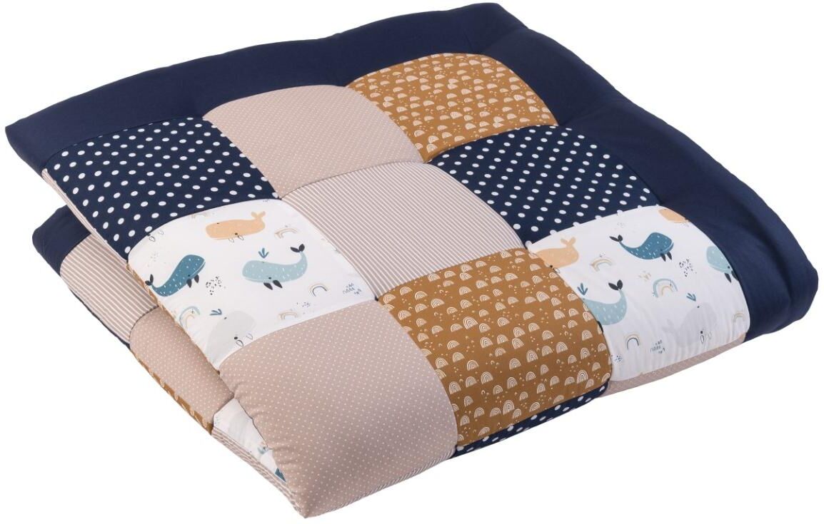 Krabbeldecke ULLENBOOM "Wale", Baby, Gr. B/L: 140cm x 140cm, blau, Baumwolle, Polyester, bedruckt, Wohndecken Krabbeldecke blau B/L: 140cm x 140cm