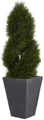 Nearly Natural UV-resistant Indoor/ Outdoor 4-foot Cypress Double Spiral Artificial Topiary Tree