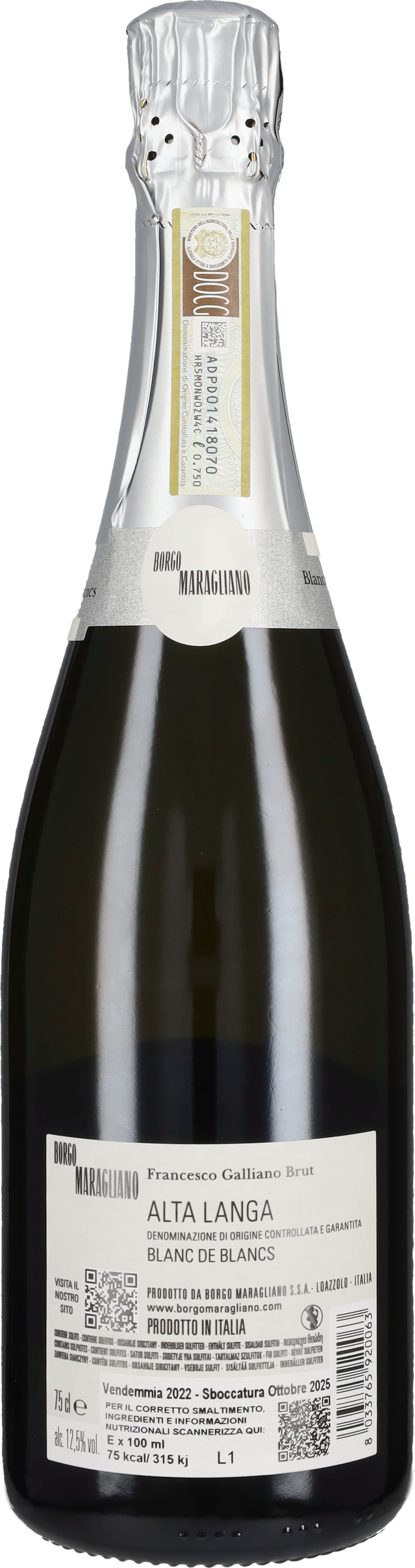 Borgo Maragliano Spumante Metodo Classico Brut Blanc de Blancs 'Francesco Galliano' Bor